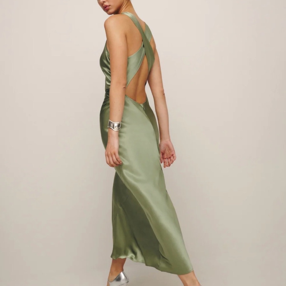 Reformation Casette Silk Cross-Back Dress - Picture 2 of 6